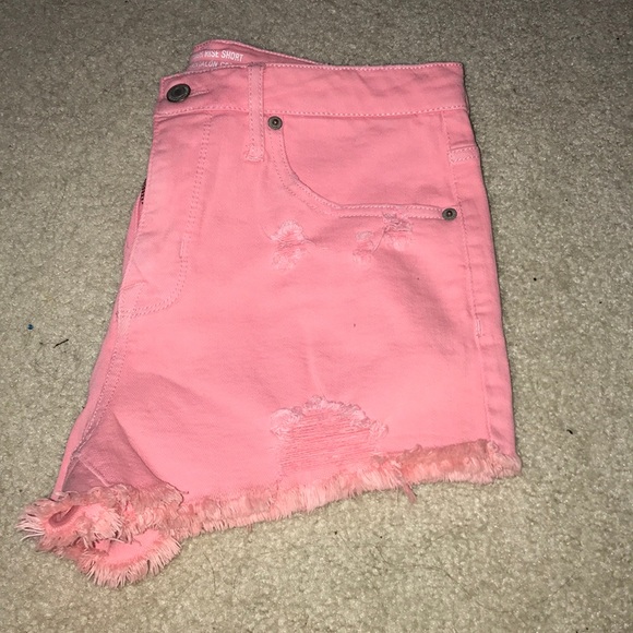 Pink Ripped High Rise Shorts - Picture 2 of 4